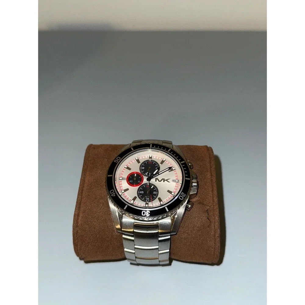 Michael Kors MK8290 Dylan Silver Tone Chronograph Men's Watch with Box & Links
